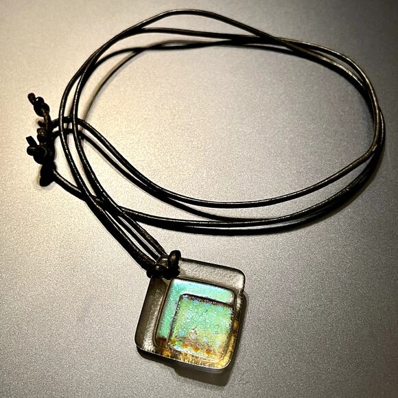 Handmade Jewelry - 3 for $15CLEARANCE Layered Iridescent Artisan Glass Pendant
